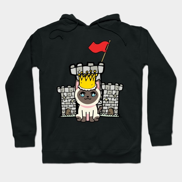 Cute siamese cat is king of the castle Hoodie by Pet Station